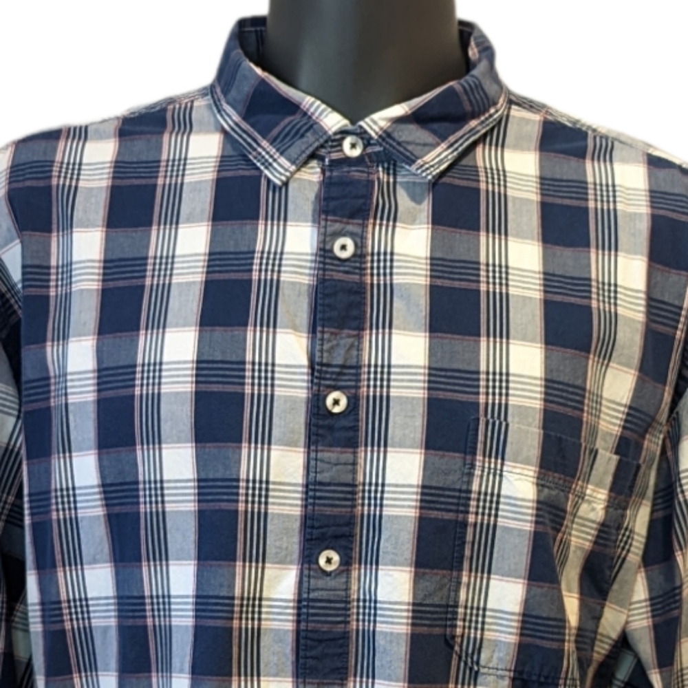 All A Little Larger Navy Blue Plaid Button Front Shirt sz 5